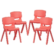 4 Pack Red Plastic Stackable School Chair with 13.25'' Seat Height, 4-YU-YCX4-004-RED-GG