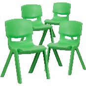 4 Pack Green Plastic Stackable School Chair with 15.5'' Seat Height, 4-YU-YCX4-005-GREEN-GG