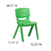 4 Pack Green Plastic Stackable School Chair with 15.5'' Seat Height, 4-YU-YCX4-005-GREEN-GG