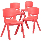 4 Pack Red Plastic Stackable School Chair with 15.5'' Seat Height, 4-YU-YCX4-005-RED-GG