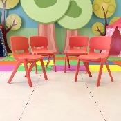 4 Pack Red Plastic Stackable School Chair with 15.5'' Seat Height, 4-YU-YCX4-005-RED-GG