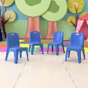 4 Pack Blue Plastic Stackable School Chair with Carrying Handle and 11'' Seat Height, 4-YU-YCX4-011-BLUE-GG
