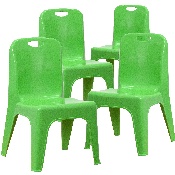 4 Pack Green Plastic Stackable School Chair with Carrying Handle and 11'' Seat Height, 4-YU-YCX4-011-GREEN-GG