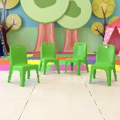 4 Pack Green Plastic Stackable School Chair with Carrying Handle and 11'' Seat Height, 4-YU-YCX4-011-GREEN-GG