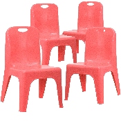 4 Pack Red Plastic Stackable School Chair with Carrying Handle and 11'' Seat Height, 4-YU-YCX4-011-RED-GG