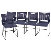HERCULES Series 881 lb. Capacity Navy Sled Base Stack Chair with Air-Vent Back, Set of 5, 5-RUT-2-NVY-BK-GG