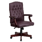 Martha Washington Burgundy LeatherSoft Executive Swivel Office Chair with Arms, 801L-LF0019-BY-LEA-GG