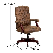 Bomber Brown Classic Executive Swivel Office Chair with Arms, 802-BRN-GG