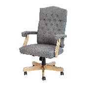 Gray Fabric Classic Executive Swivel Office Chair with Driftwood Arms and Base, 802-GR-GG