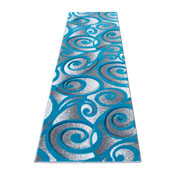 Willow Collection Modern High-Low Pile Swirled 2' x 7' Turquoise Area Rug - Olefin Accent Rug - Entryway, Bedroom, Living Room, ACD-RG241-27-TQ-GG