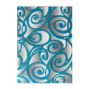 Willow Collection Modern High-Low Pile Swirled 5' x 7' Turquoise Area Rug - Olefin Accent Rug - Entryway, Bedroom, Living Room