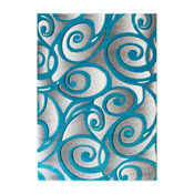 Willow Collection Modern High-Low Pile Swirled 8' x 10' Turquoise Area Rug - Olefin Accent Rug - Entryway, Bedroom, Living Room, ACD-RG241-810-TQ-GG