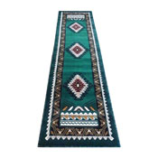 Ventana Collection Southwest 2x7 Hunter Green Area Rug - Olefin Rug with Jute Backing - Hallway, Entryway, Bedroom, Living Room, ACD-RG2593-27-HG-GG