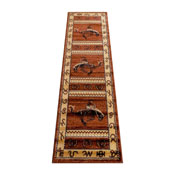 Hoytt Collection Brown 2' x 7' Bucking Bronco Cowboy Area Rug with Jute Backing for Indoor Use, ACD-RG2819-27-BN-GG