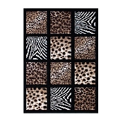 Menagerie Collection 8' x 11' Modern Animal Print Olefin Area Rug - Cheetah, Leopard, Zebra and Giraffe Design Raised Squares