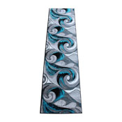 Tellus Collection 3' x 10' Olefin Turquoise Ocean Waves Pattern Area Rug with Jute Backing for Entryway, Living Room, Bedroom, ACD-RG410-310-TQ-GG