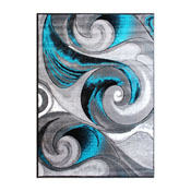 Tellus Collection 5' x 7' Olefin Turquoise Ocean Waves Pattern Area Rug with Jute Backing for Entryway, Living Room, Bedroom, ACD-RG410-57-TQ-GG