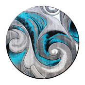 Tellus Collection 8' x 8' Round Olefin Turquoise Ocean Waves Pattern Area Rug with Jute Backing - Entryway, Living Room, Bedroom, ACD-RG410-88-TQ-GG