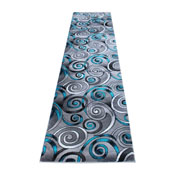 Masie Collection 3' x 10' Turquoise Swirl Olefin Area Rug with Jute Backing - Entryway, Living Room, Bedroom, ACD-RG414-310-TQ-GG