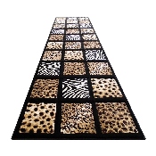Menagerie Collection 3' x 7' Modern Animal Print Olefin Area Rug with Cheetah, Leopard, Zebra and Giraffe Design Raised Squares