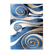 Coterie Collection 8' x 11' Modern Circular Patterned Indoor Area Rug - Blue and Beige Olefin Fibers with Jute Backing