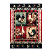Gallus Collection 4' x 5' Red Rooster Themed Olefin Area Rug with Jute Backing for Kitchen, Living Room, Bedroom, ACD-RG9PCK-45-RD-GG