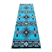 Mohave Collection 2' x 7' Turquoise Traditional Southwestern Style Area Rug - Olefin Fibers with Jute Backing