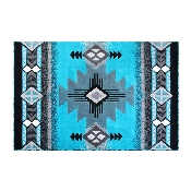 Mohave Collection 6' x 9' Turquoise Traditional Southwestern Style Area Rug - Olefin Fibers with Jute Backing