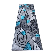 Jubilee Collection 2' x 7' Turquoise Abstract Area Rug-Olefin Rug with Jute Backing - Hallway, Entryway, Bedroom, Living Room