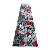 Jubilee Collection 3' x 10' Red Abstract Area Rug - Olefin Rug with Jute Backing for Hallway, Entryway, Bedroom, Living Room