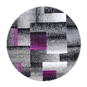 Elio Collection 5' x 5' Round Purple Color Blocked Area Rug - Olefin Rug with Jute Backing - Entryway, Living Room, or Bedroom