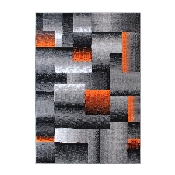 Elio Collection 5' x 7' Orange Color Blocked Area Rug - Olefin Rug with Jute Backing - Entryway, Living Room, or Bedroom