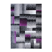 Elio Collection 5' x 7' Purple Color Blocked Area Rug - Olefin Rug with Jute Backing - Entryway, Living Room, or Bedroom