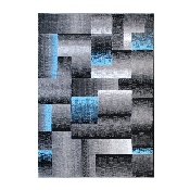 Elio Collection 6' x 9' Blue Color Blocked Area Rug - Olefin Rug with Jute Backing - Entryway, Living Room, or Bedroom