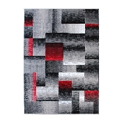 Elio Collection 6' x 9' Red Color Blocked Area Rug - Olefin Rug with Jute Backing - Entryway, Living Room, or Bedroom