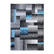Elio Collection 8' x 10' Blue Color Blocked Area Rug - Olefin Rug with Jute Backing - Entryway, Living Room, or Bedroom