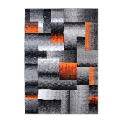 Elio Collection 8' x 10' Orange Color Blocked Area Rug - Olefin Rug with Jute Backing - Entryway, Living Room, or Bedroom
