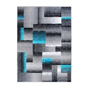 Elio Collection 8' x 10' Turquoise Color Blocked Area Rug - Olefin Rug with Jute Backing - Entryway, Living Room, or Bedroom