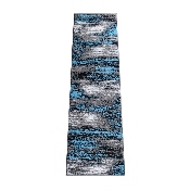 Rylan Collection 2' x 7' Blue Abstract Area Rug - Olefin Rug with Jute Backing for Hallway, Entryway, Bedroom, Living Room