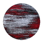 Rylan Collection 5' x 5' Round Red Abstract Area Rug - Olefin Rug with Jute Backing - Living Room, Bedroom, & Family Rooms