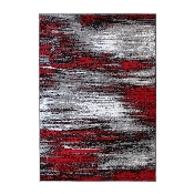 Rylan Collection 6' x 9' Red Scraped Design Area Rug - Olefin Rug with Jute Backing - Living Room, Bedroom, Entryway