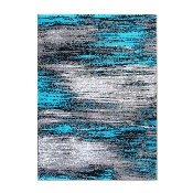Rylan Collection 8' x 10' Turquoise Scraped Design Area Rug - Olefin Rug with Jute Backing - Living Room, Bedroom, Entryway