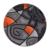 Jubilee Collection 5' x 5' Round Orange Abstract Area Rug - Olefin Rug with Jute Backing - Living Room, Bedroom, Family Room, ACD-TZ-860-5R-OR-GG