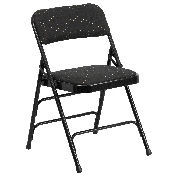 HERCULES Series Curved Triple Braced & Double Hinged Black Patterned Fabric Metal Folding Chair, AW-MC309AF-BLK-GG