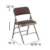 HERCULES Series Curved Triple Braced & Double Hinged Brown Patterned Fabric Metal Folding Chair, AW-MC309AF-BRN-GG