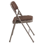 HERCULES Series Curved Triple Braced & Double Hinged Brown Patterned Fabric Metal Folding Chair, AW-MC309AF-BRN-GG
