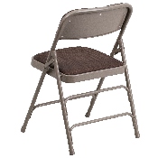 HERCULES Series Curved Triple Braced & Double Hinged Brown Patterned Fabric Metal Folding Chair, AW-MC309AF-BRN-GG