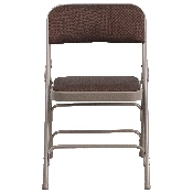 HERCULES Series Curved Triple Braced & Double Hinged Brown Patterned Fabric Metal Folding Chair, AW-MC309AF-BRN-GG