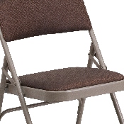 HERCULES Series Curved Triple Braced & Double Hinged Brown Patterned Fabric Metal Folding Chair, AW-MC309AF-BRN-GG