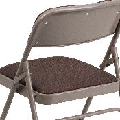 HERCULES Series Curved Triple Braced & Double Hinged Brown Patterned Fabric Metal Folding Chair, AW-MC309AF-BRN-GG